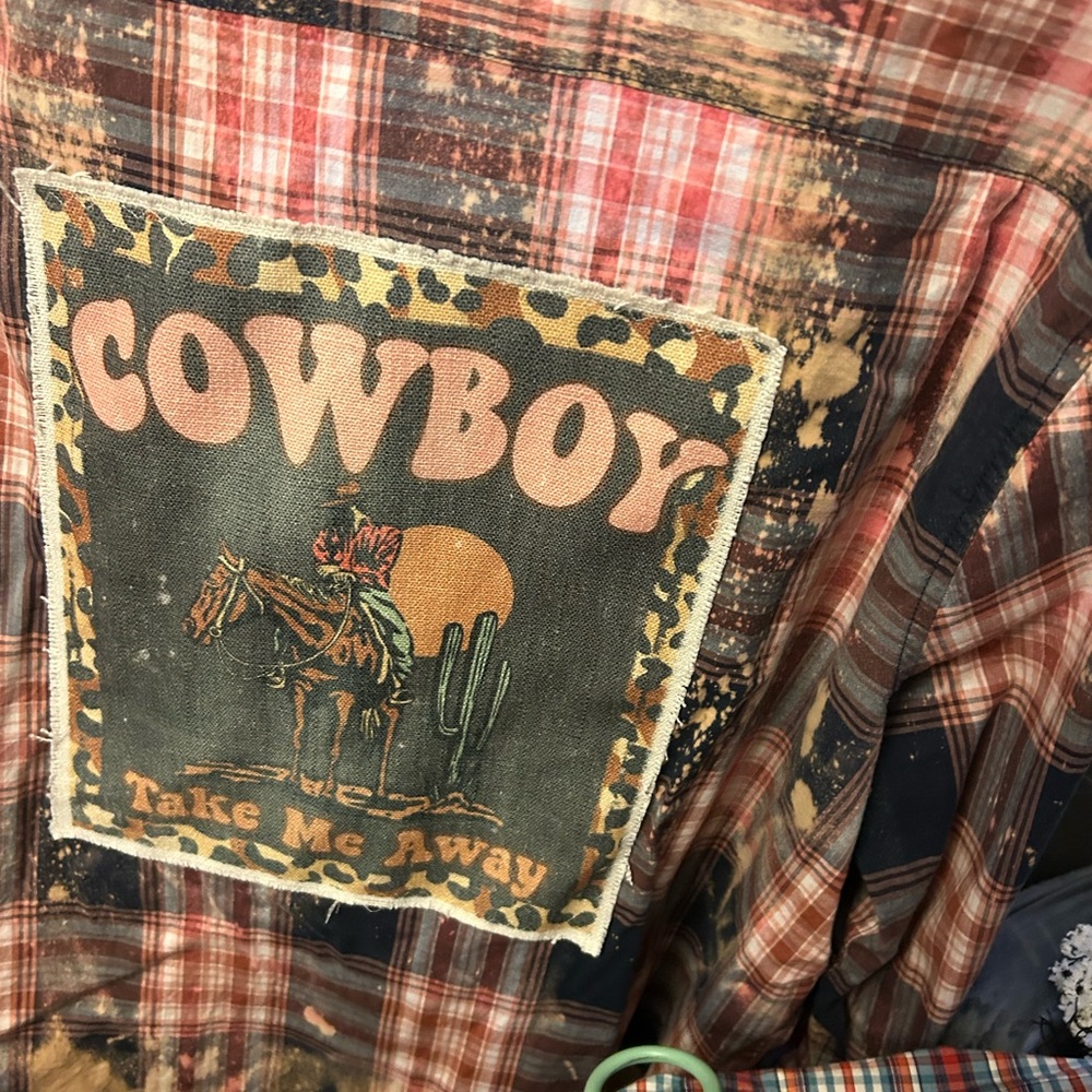 Plaid women or men Cowboy Graphic Shirt